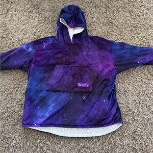 Comfy Kids Galaxy Sherpa Hoodie - Purple/Blue